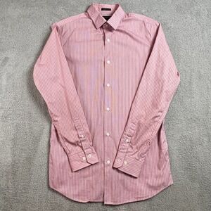Banana Republic Shirt Mens Medium Grant Fit Tall Pink White Stripe Supima Cotton